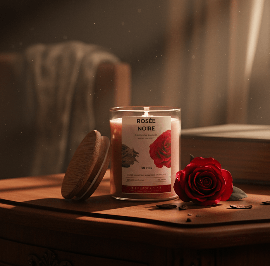Rosée Noire – Rose & Sandalwood Luxury Scented Jar Candle