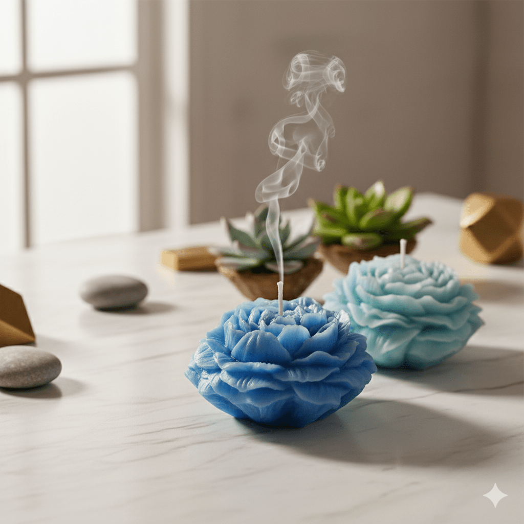 Aqua Bloom Candle Set