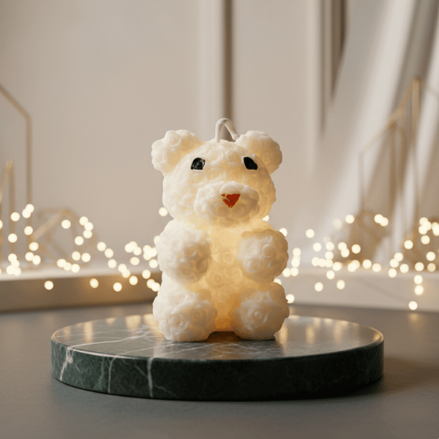 Rose Teddy Candle – Vanilla Bean Bliss