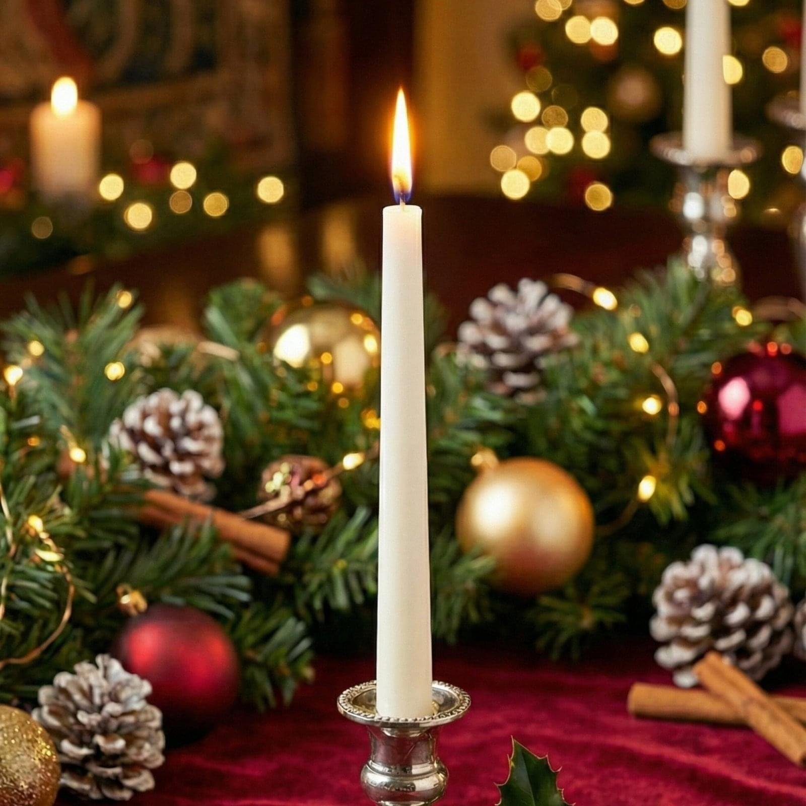 Velomyyst Unscented Pillar Candle – Premium White Taper Candle (50g) | Set of 1/3/5 | Festive & Home Décor