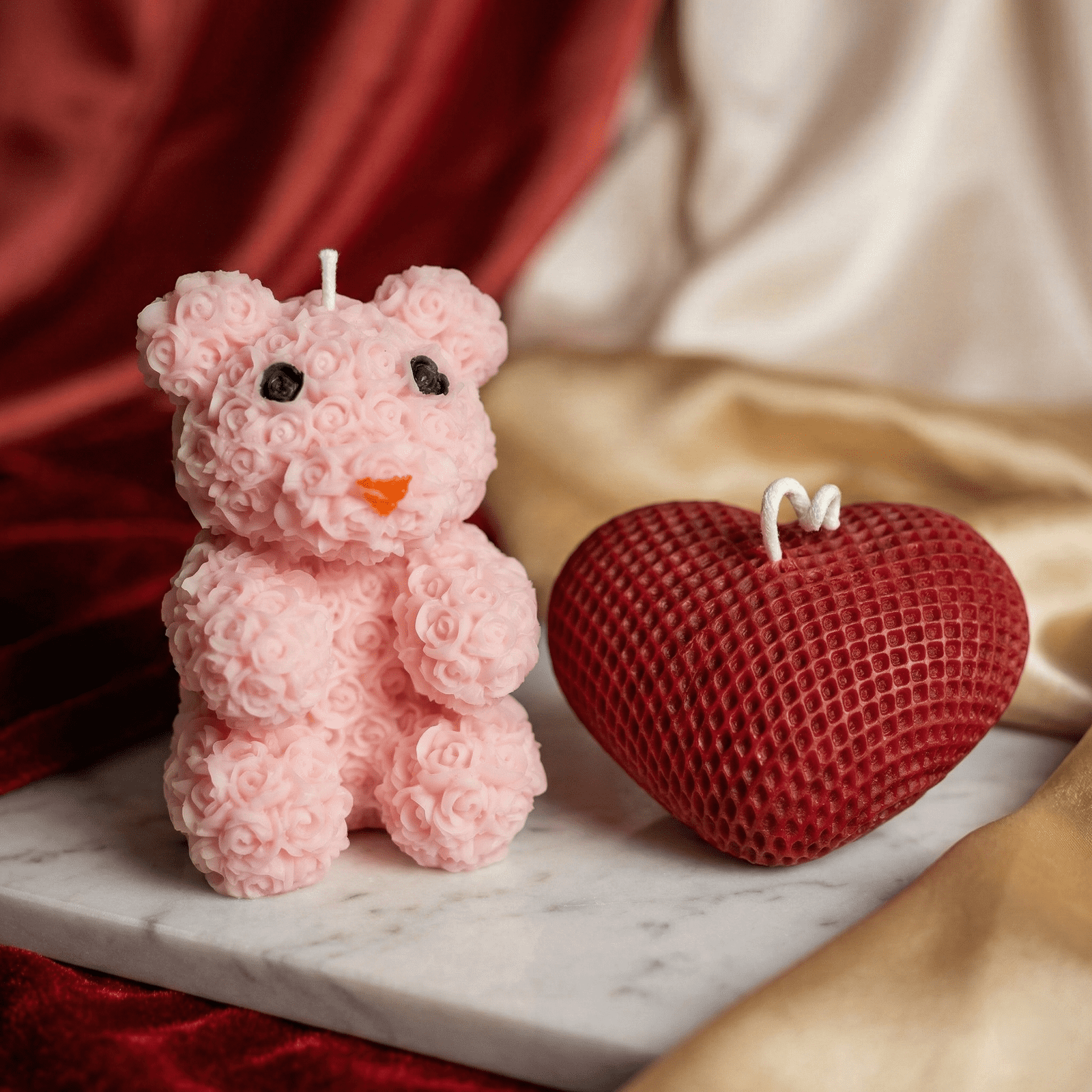 Love & Warmth Rose Teddy Candle Gift Set